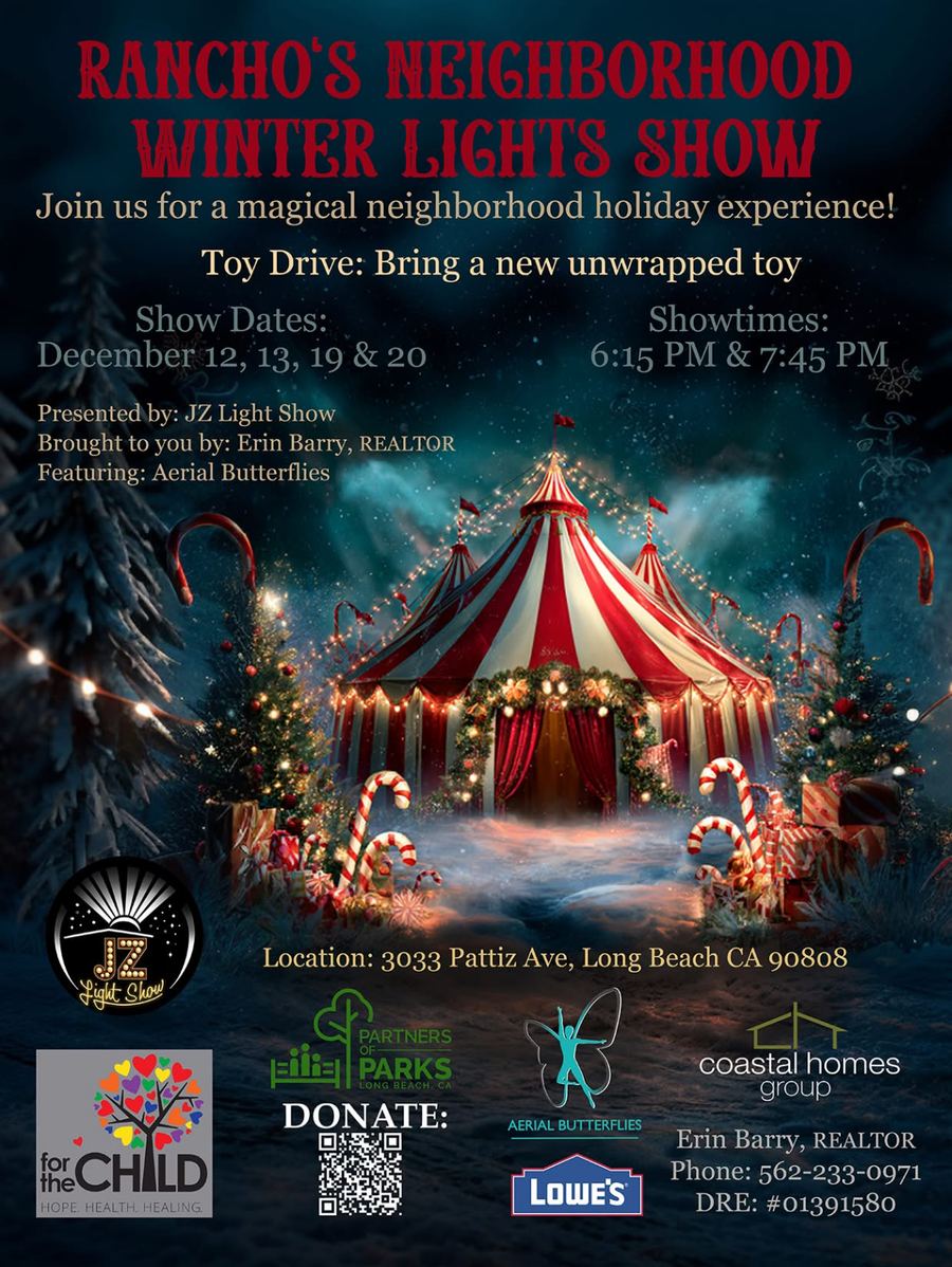 2025 poster for the Ranchos Neighborhood Winter Lights Show (past season)